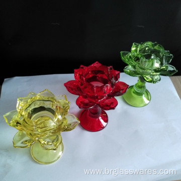 Glass Pillar Lotus Candle Holder